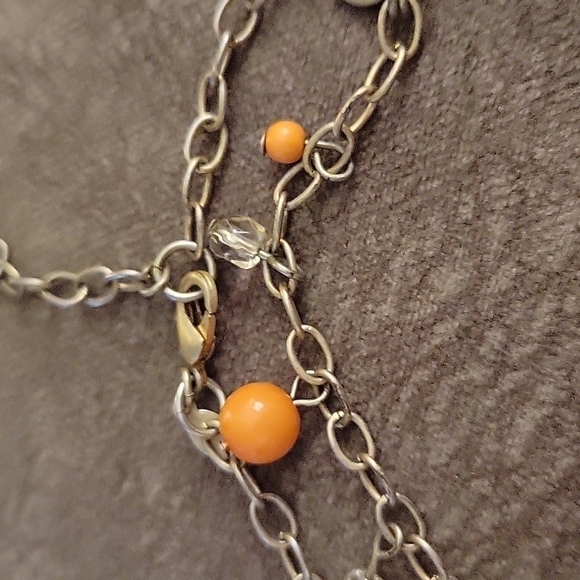 PREMIER DESIGNS Orange Gold Dangle Beaded Fringe Chain Necklace - Picture 4 of 9